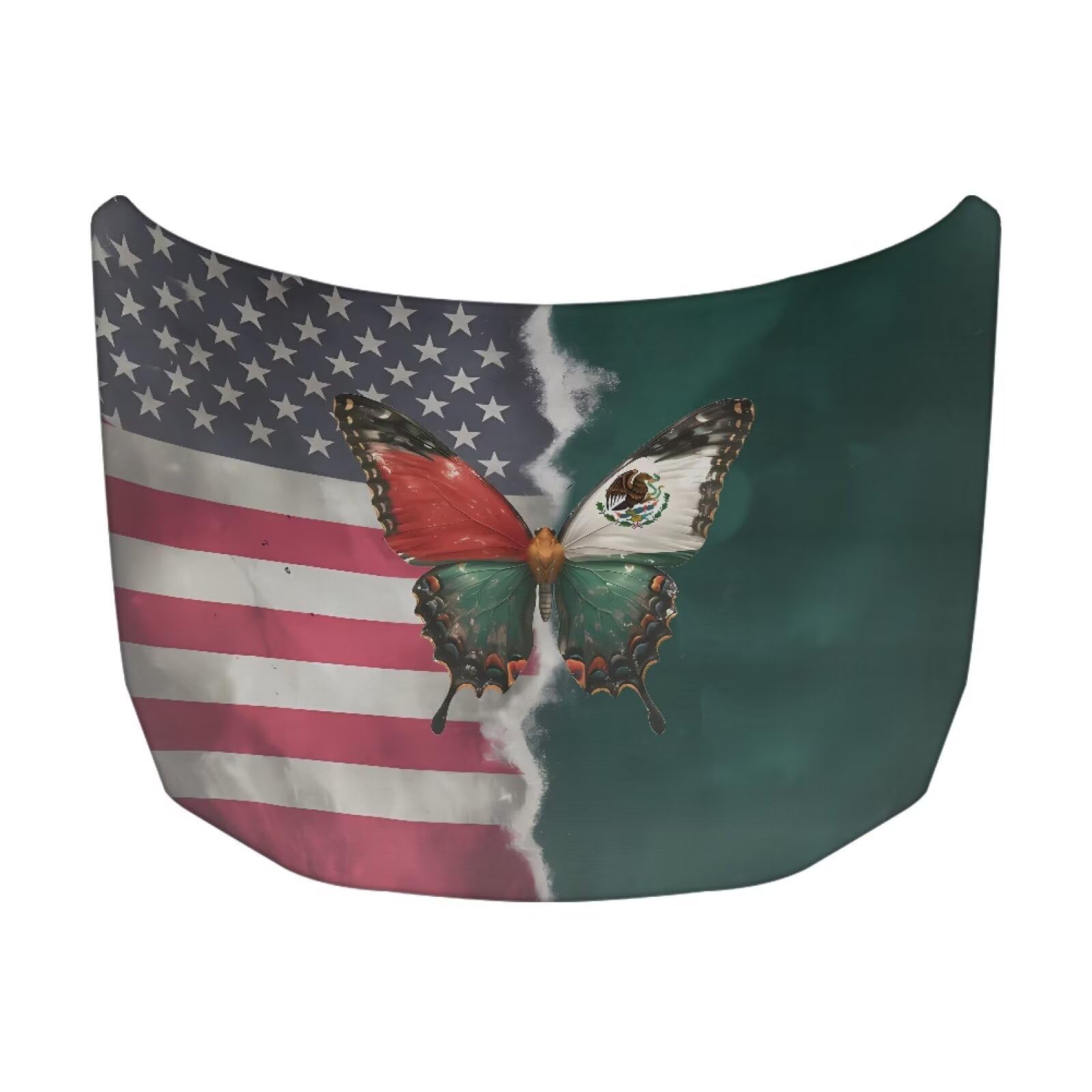 USA Flag Butterfly Hood Cover for Car Sedans SUV Trucks, 59  39 Inch Stretchable Mexican Flag Design Auto Hood Wrap Blankets, Un